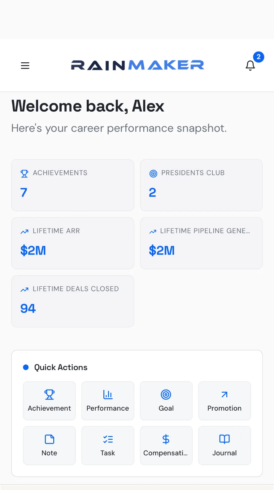 Rainmaker mobile dashboard