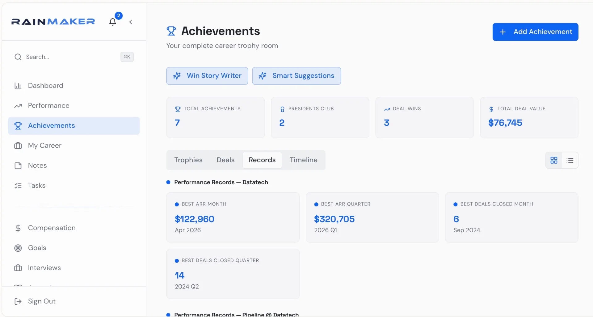 Rainmaker Records — your career performance records